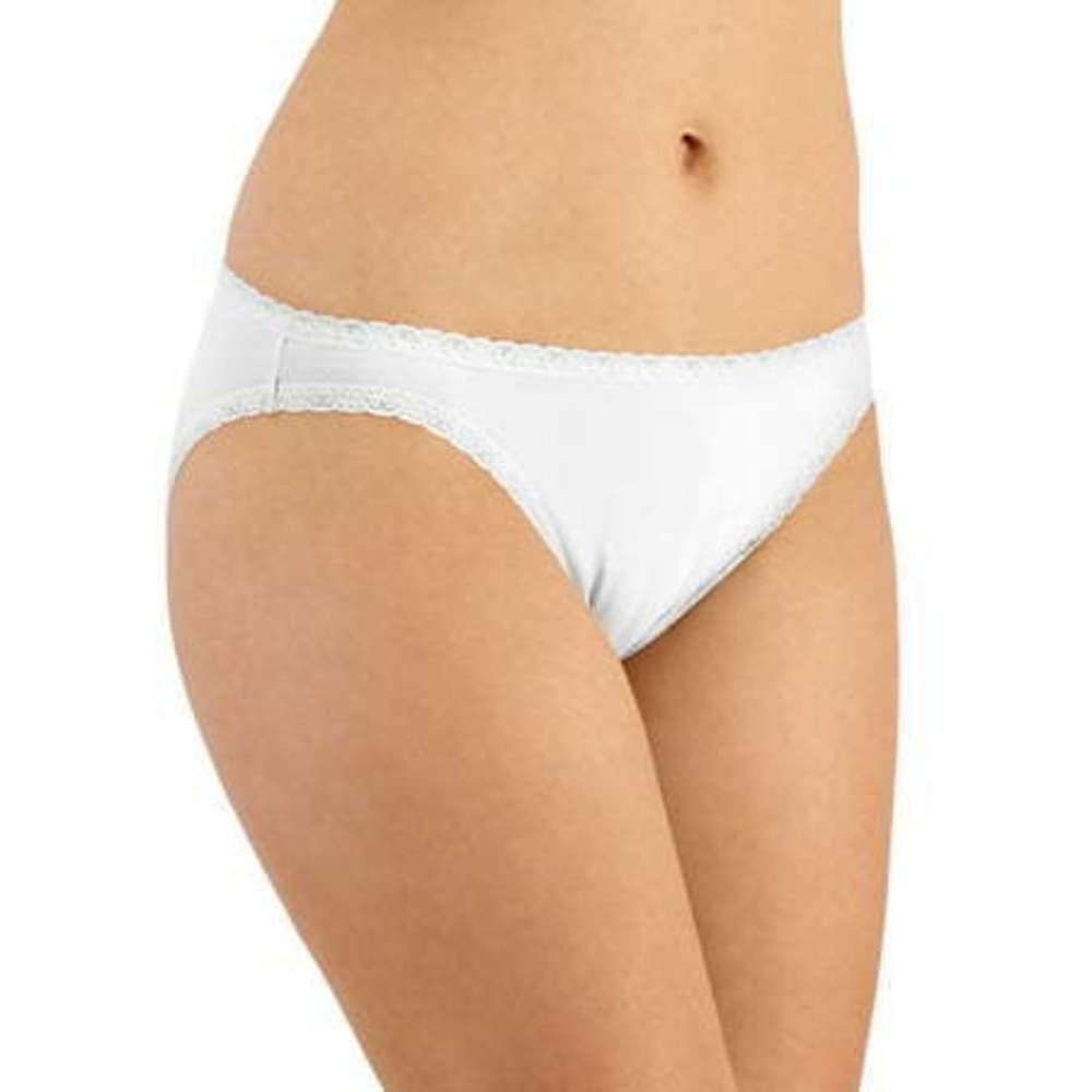 Jenni Women’s Lace Trim Bikini Underwear  White  Small